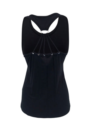 Womens Black Tank Top with Rhinestone Skull