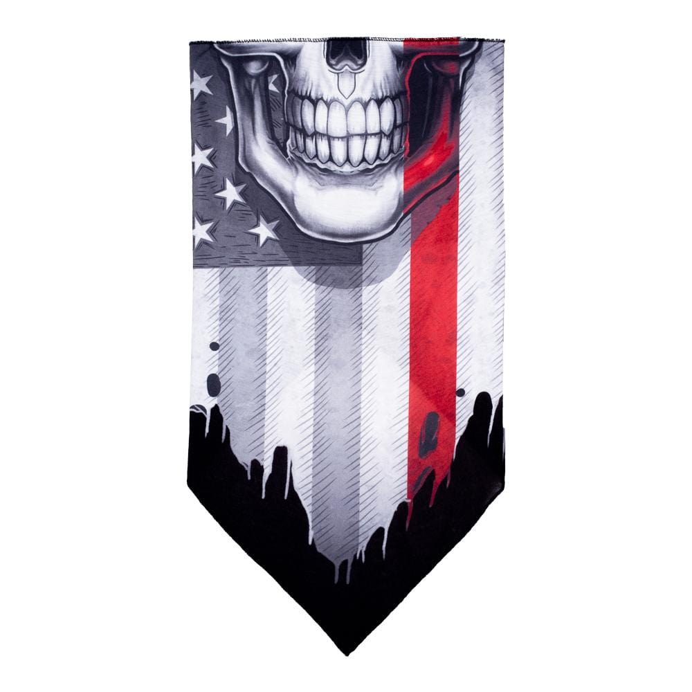 Facemask with Thin Red Line on American Flag and a Skull
