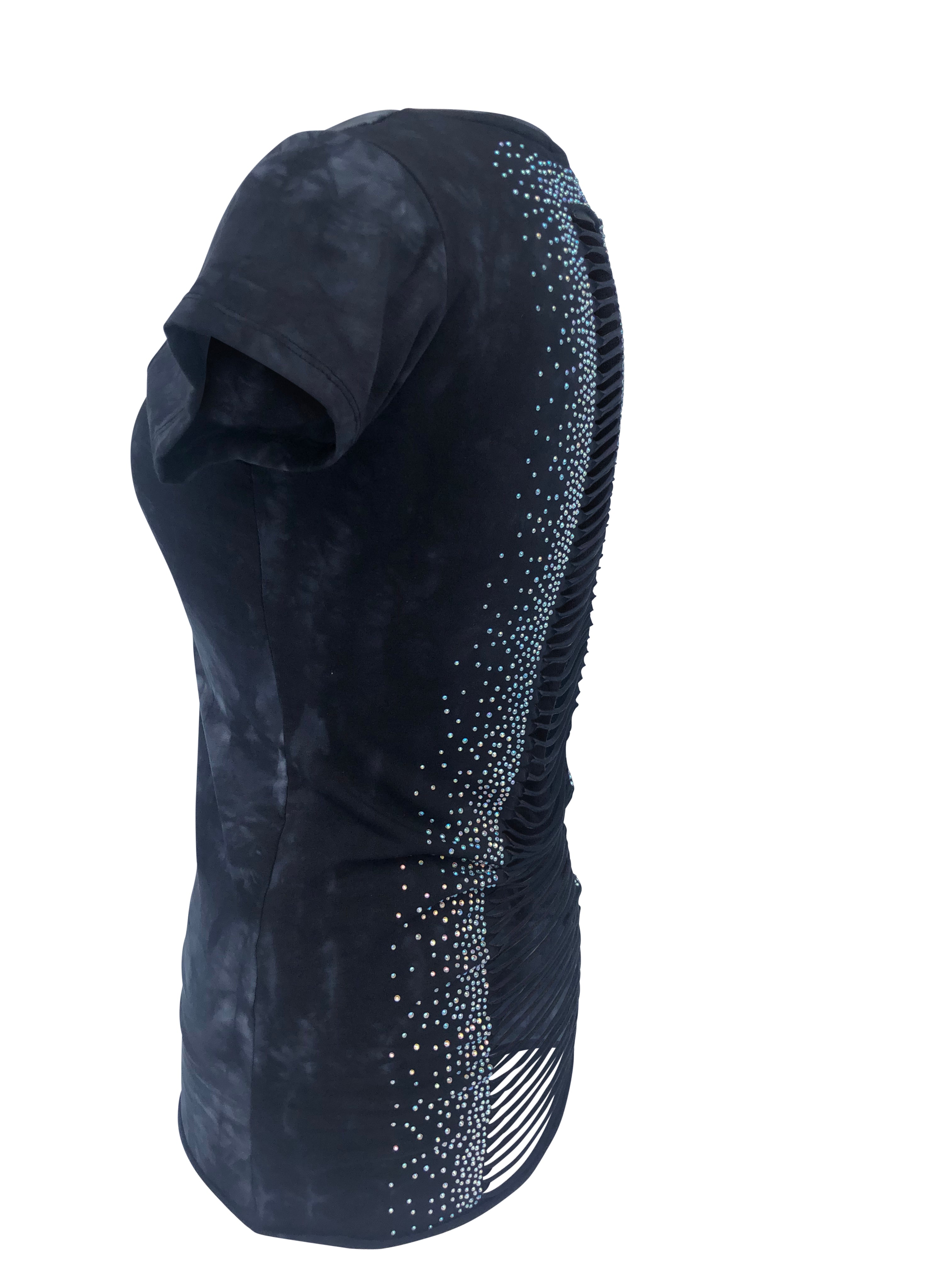 Women's Black Open Back with Rhinestones Shirt