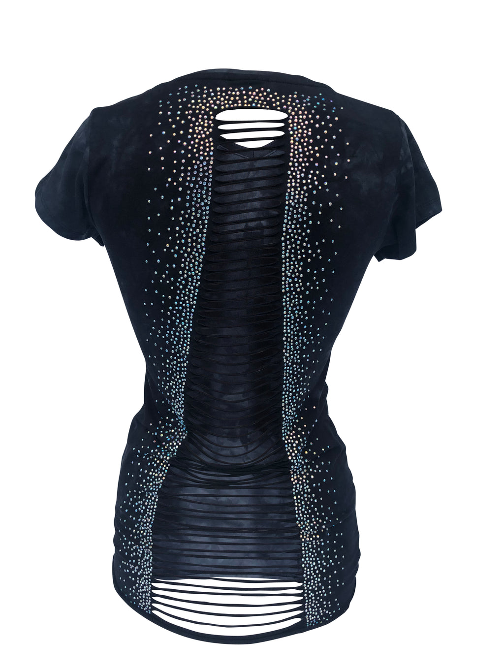 Women's Black Open Back with Rhinestones Shirt