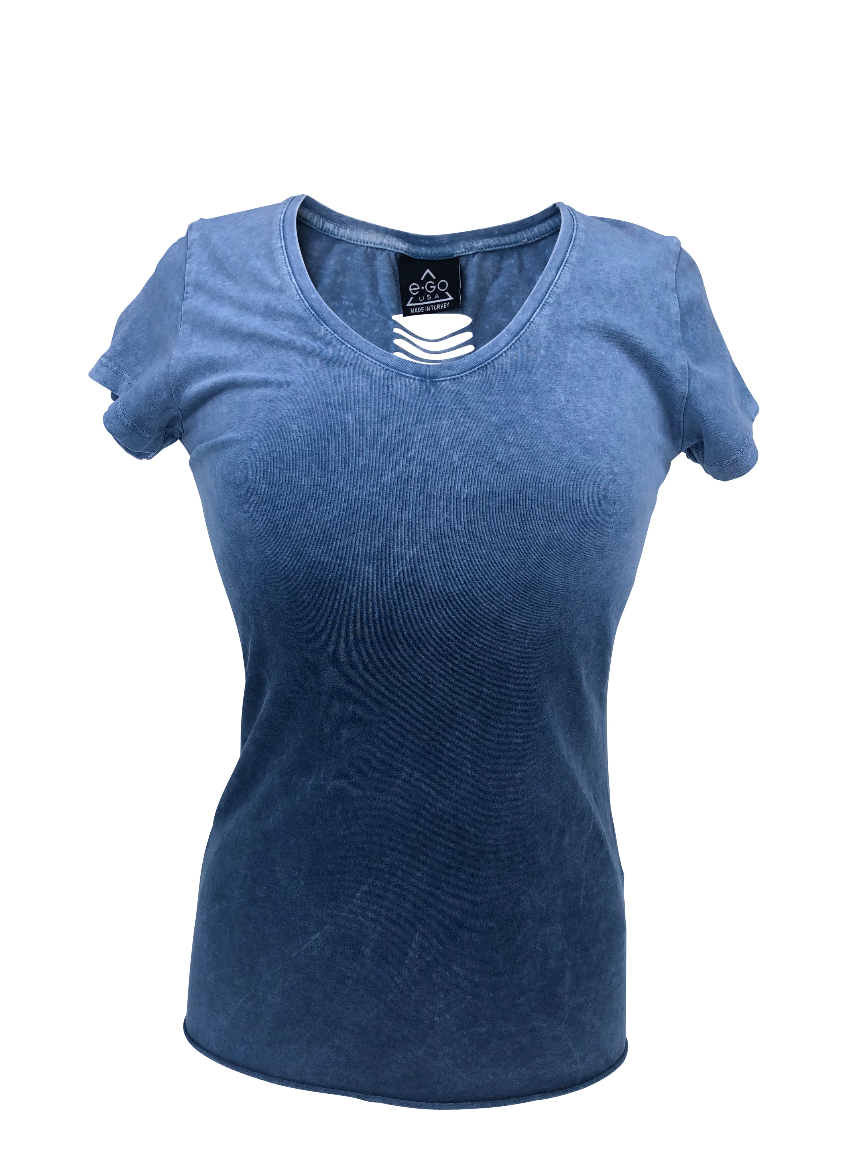 Women's Blue Ombre Open Back with Rhinestones Shirt