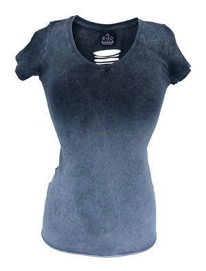 Women's Charcoal Bottom Light Ombre Open Back with Rhinestones Shirt