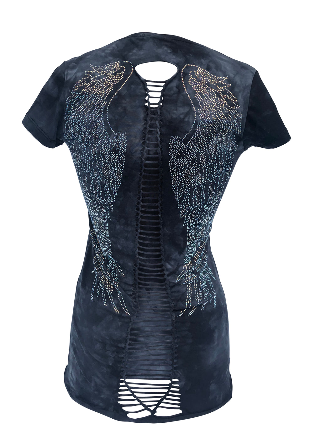 Women's Black Winged Back with Rhinestones Shirt