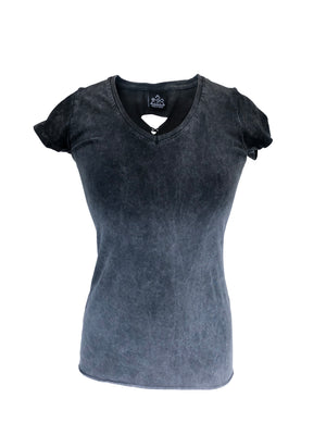 Women's Charcoal Ombre Bottom Light Winged Back with Rhinestones Shirt