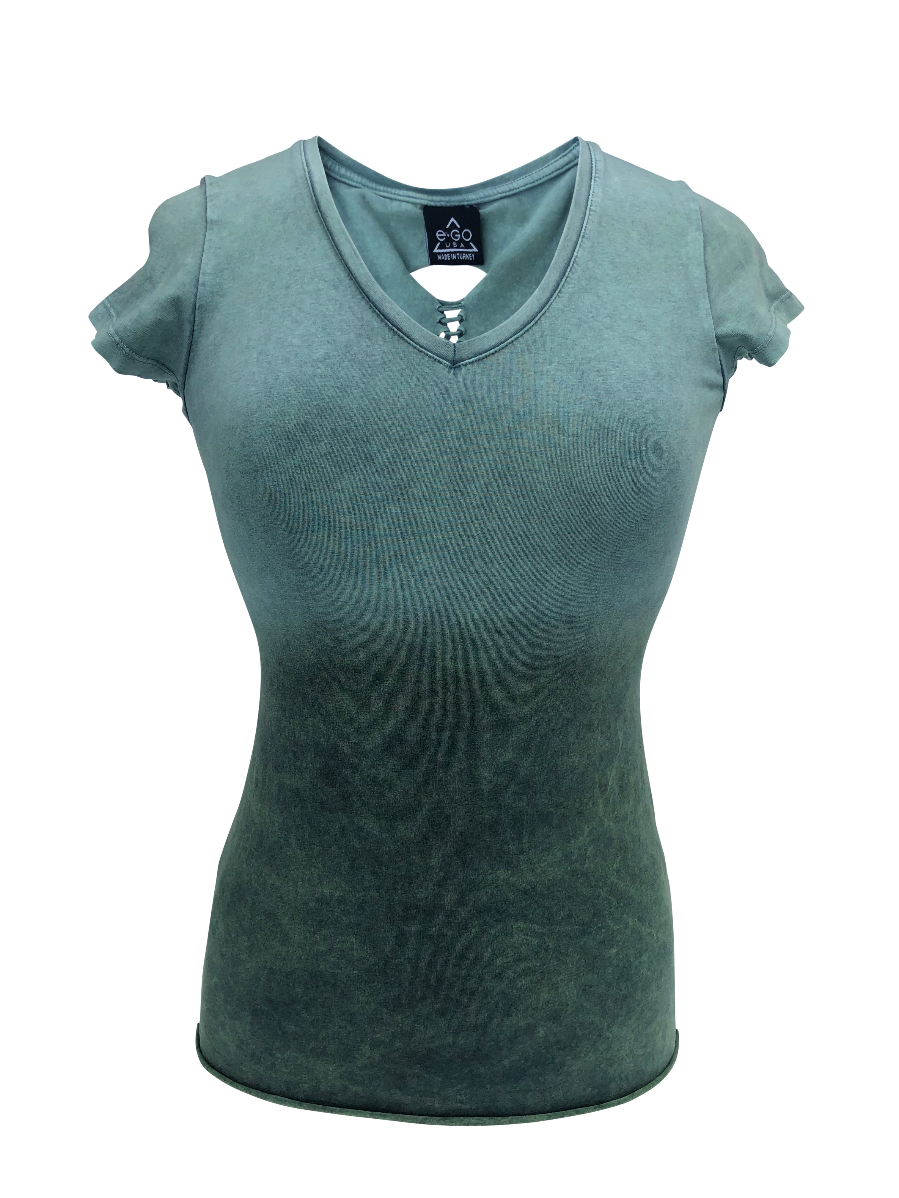 Women's Green Ombre Winged Back with Rhinestones Shirt