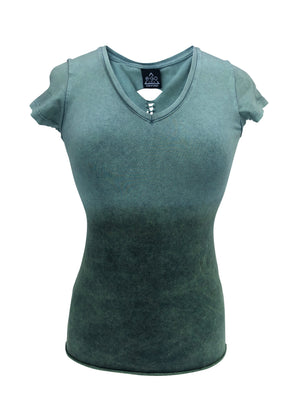 Women's Green Ombre Winged Back with Rhinestones Shirt