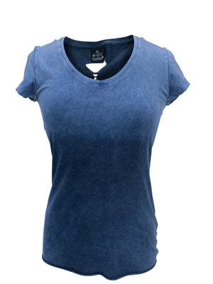 Women's Blue Ombre Winged Back with Rhinestones Shirt