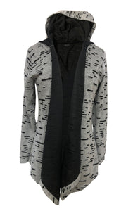 Womens Grey Hooded Poncho with Wing Pattern and Rhinestones on the Back