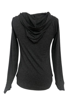 Womens Grey with Skull Rhinestones Long Sleeve Hoodie