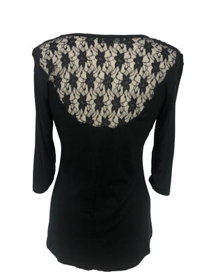 Womens Black with Skull Rhinestones Half Sleeve Shirt