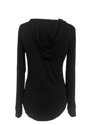 Womens Black with Skull Rhinestones Long Sleeve Hoodie