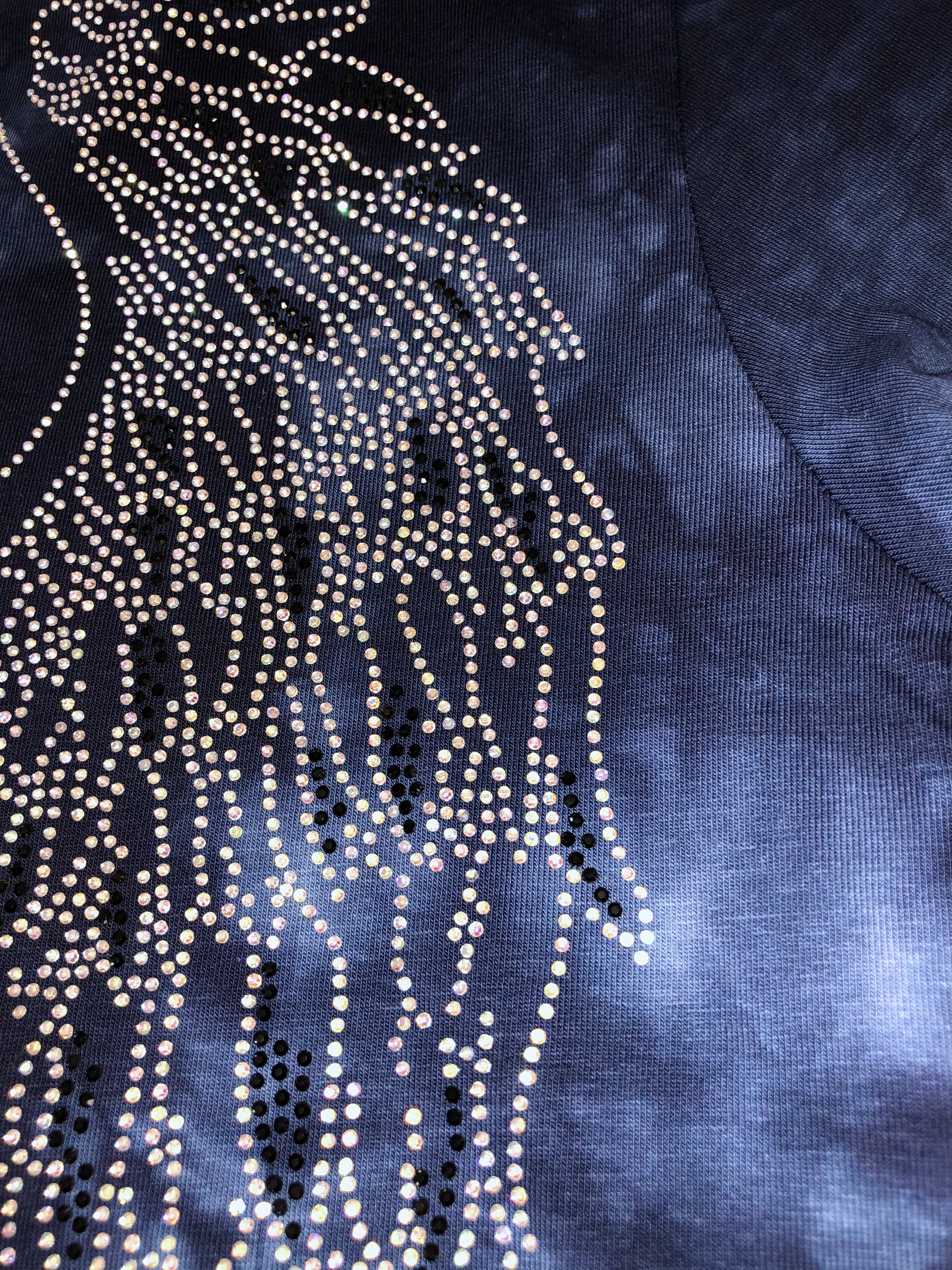 Women's Dark Blue Winged Back with Rhinestones Shirt