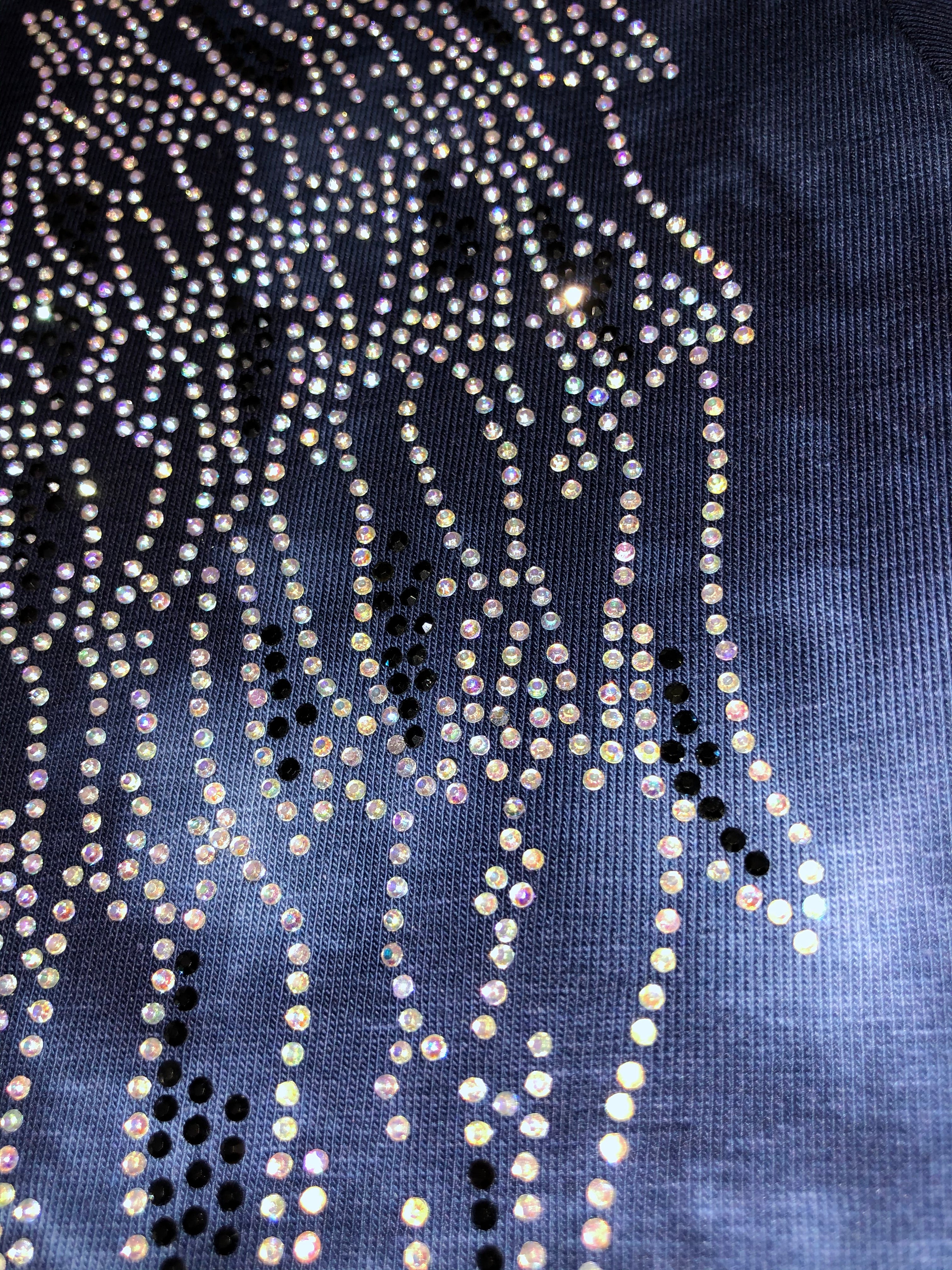 Women's Dark Blue Winged Back with Rhinestones Shirt