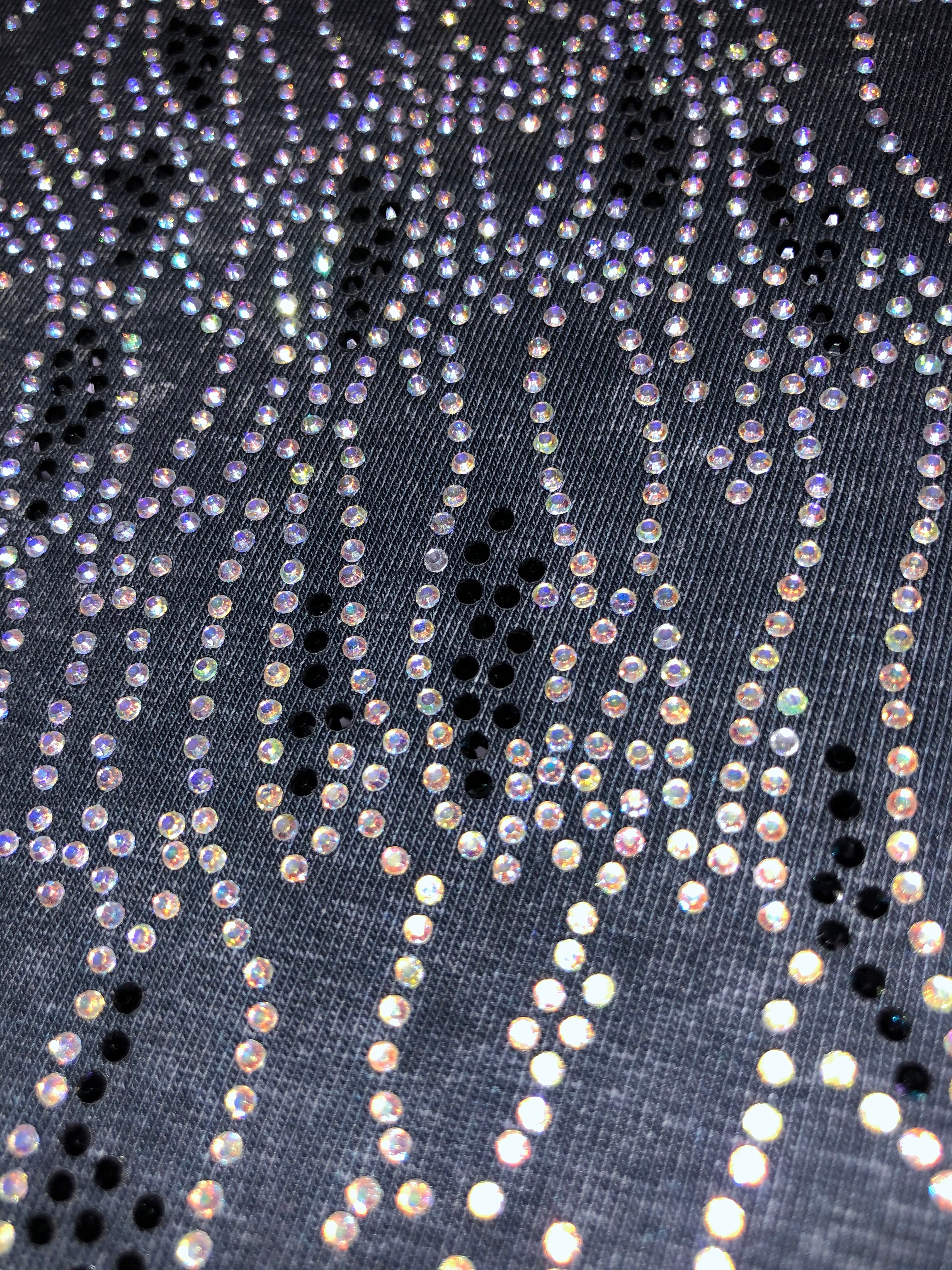Women's Charcoal Ombre Bottom Light Winged Back with Rhinestones Shirt