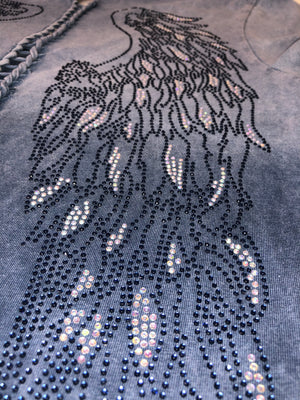 Women's Blue Ombre Winged Back with Rhinestones Shirt