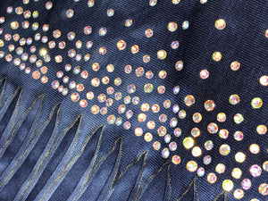 Women's Dark Blue Open Back with Rhinestones Shirt