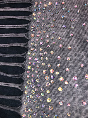 Women's Charcoal Bottom Light Ombre Open Back with Rhinestones Shirt
