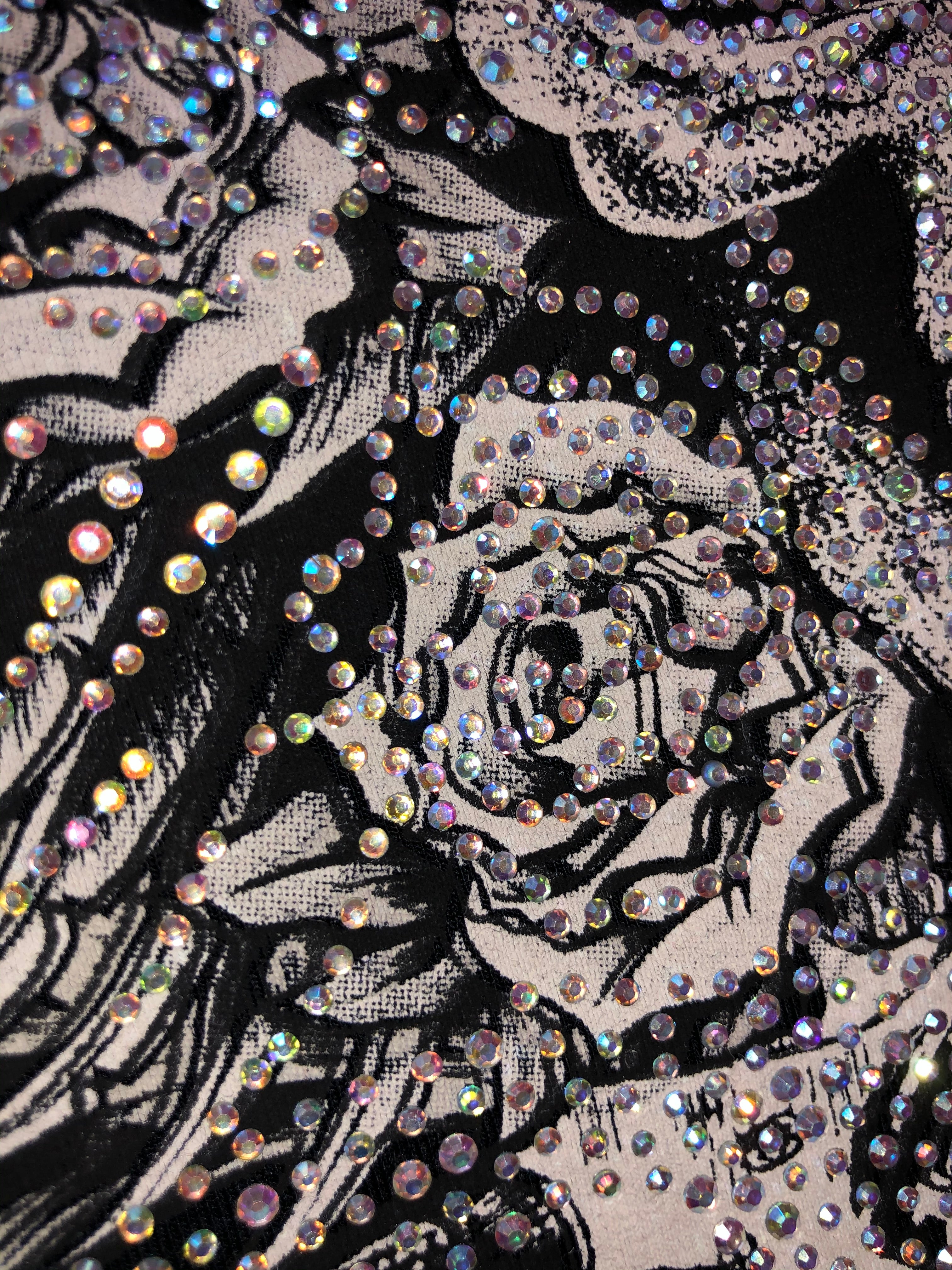 Womens Black with Rhinestones Skull and Cutout Back Tank Top