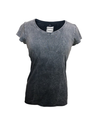 Women's Charcoal Ombre Top Light Winged Back with Rhinestones Shirt