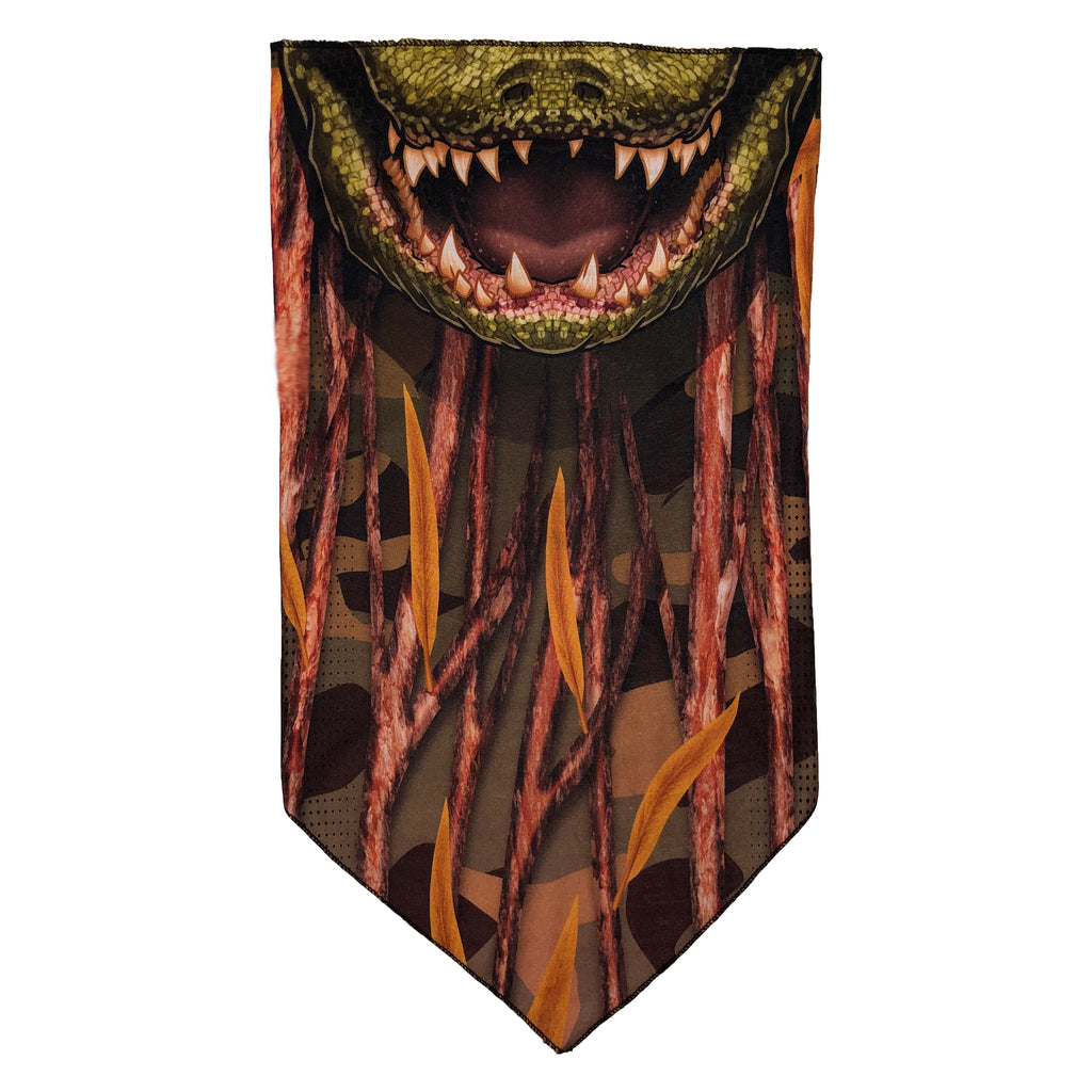Facemask with Alligator Mouth and Camouflage Background