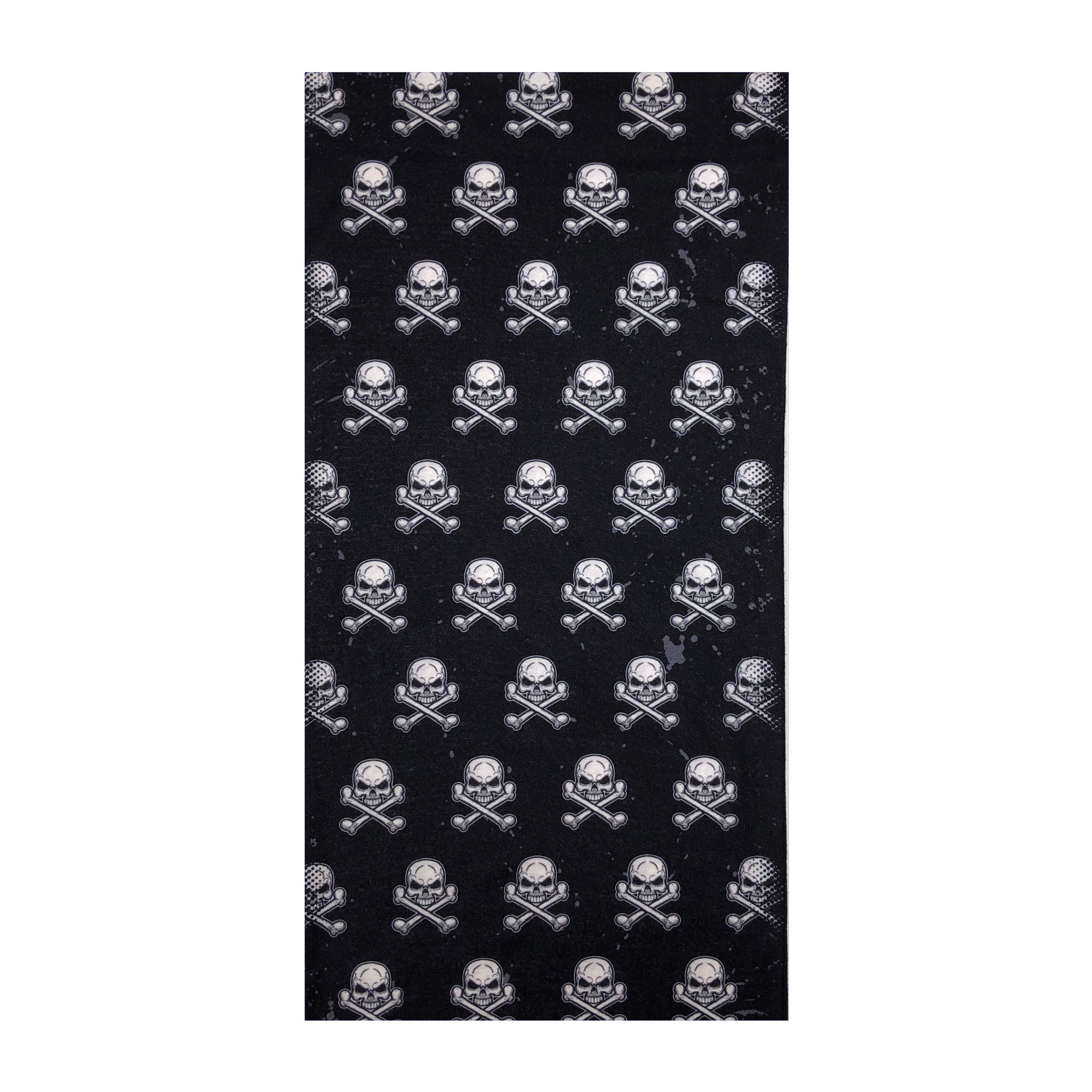 Facemask Skulls and Crossbones on Black Background - Multifunctional