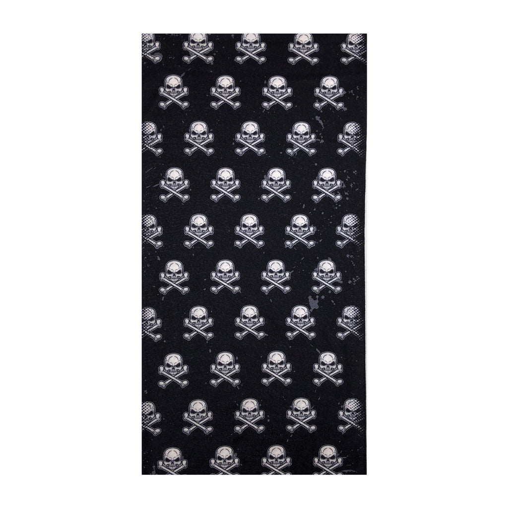 Facemask Skulls and Crossbones on Black Background - Multifunctional