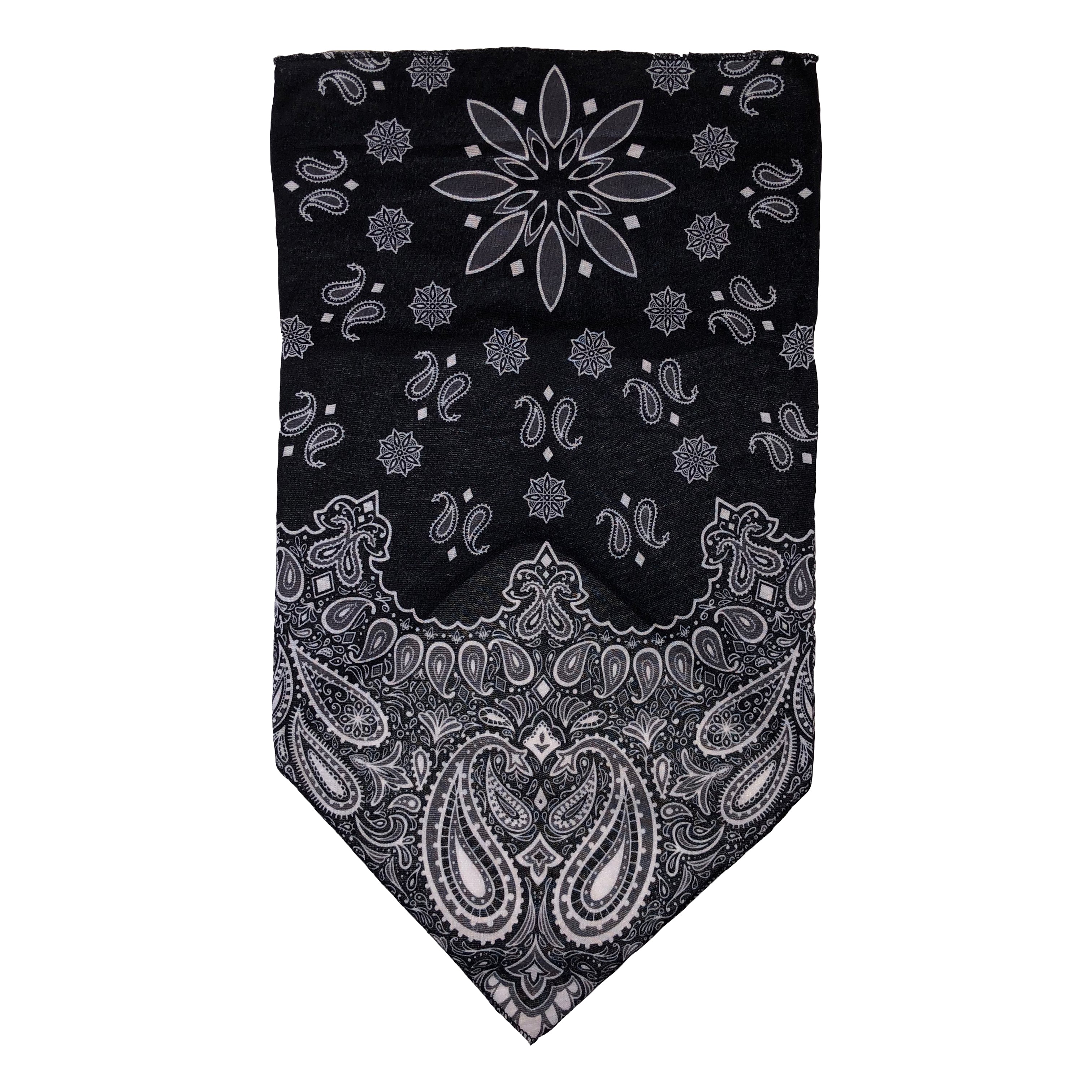 Facemask with Paisley Print - Black Slim