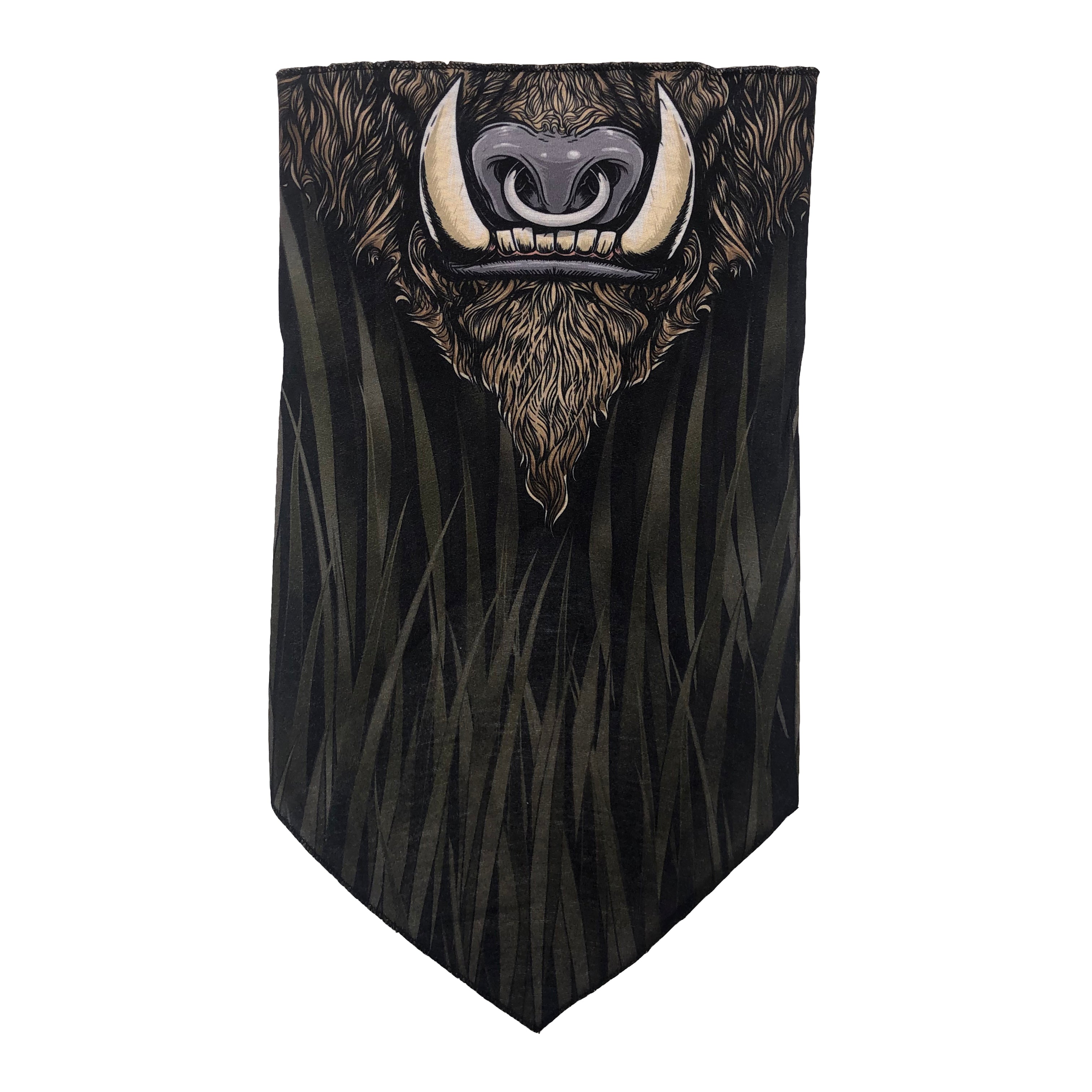 Facemask with Bulls Nose Ring and Grass Background