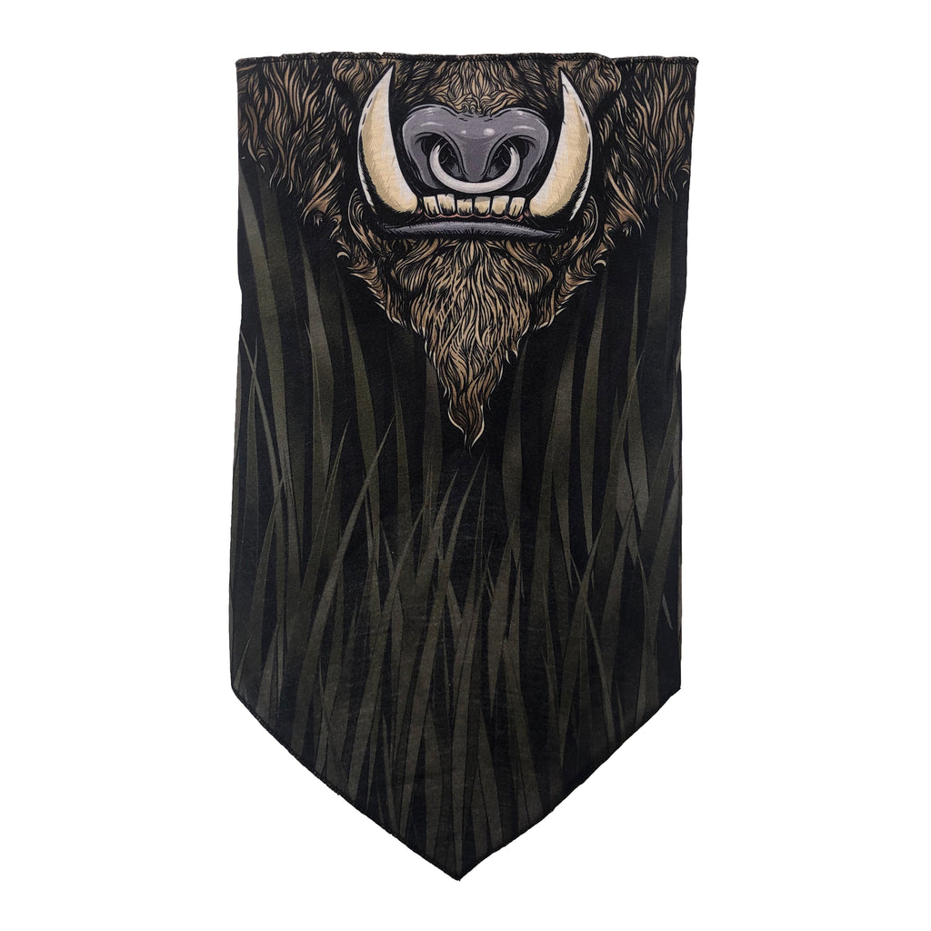 Facemask with Bulls Nose Ring and Grass Background