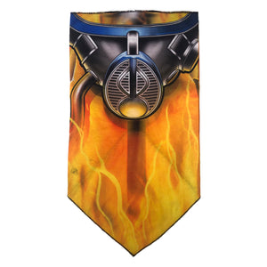 Facemask with Gas Mask and Flames Background