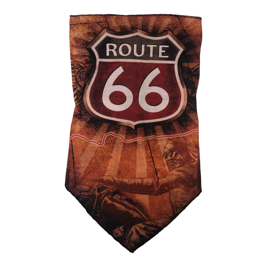 Facemask with Route 66 with Biker and Map Background