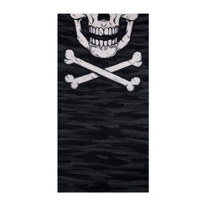 Facemask with Skull and Crossbones on Black Camouflage Background - Multifunctional