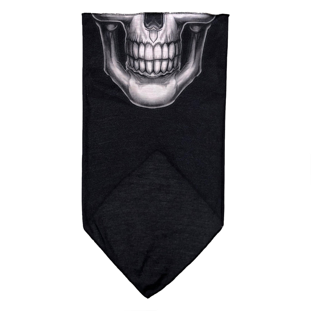 Facemask with White Skull on Black Background