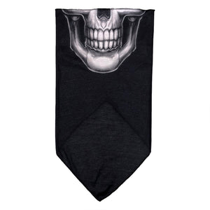 Facemask with White Skull on Black Background