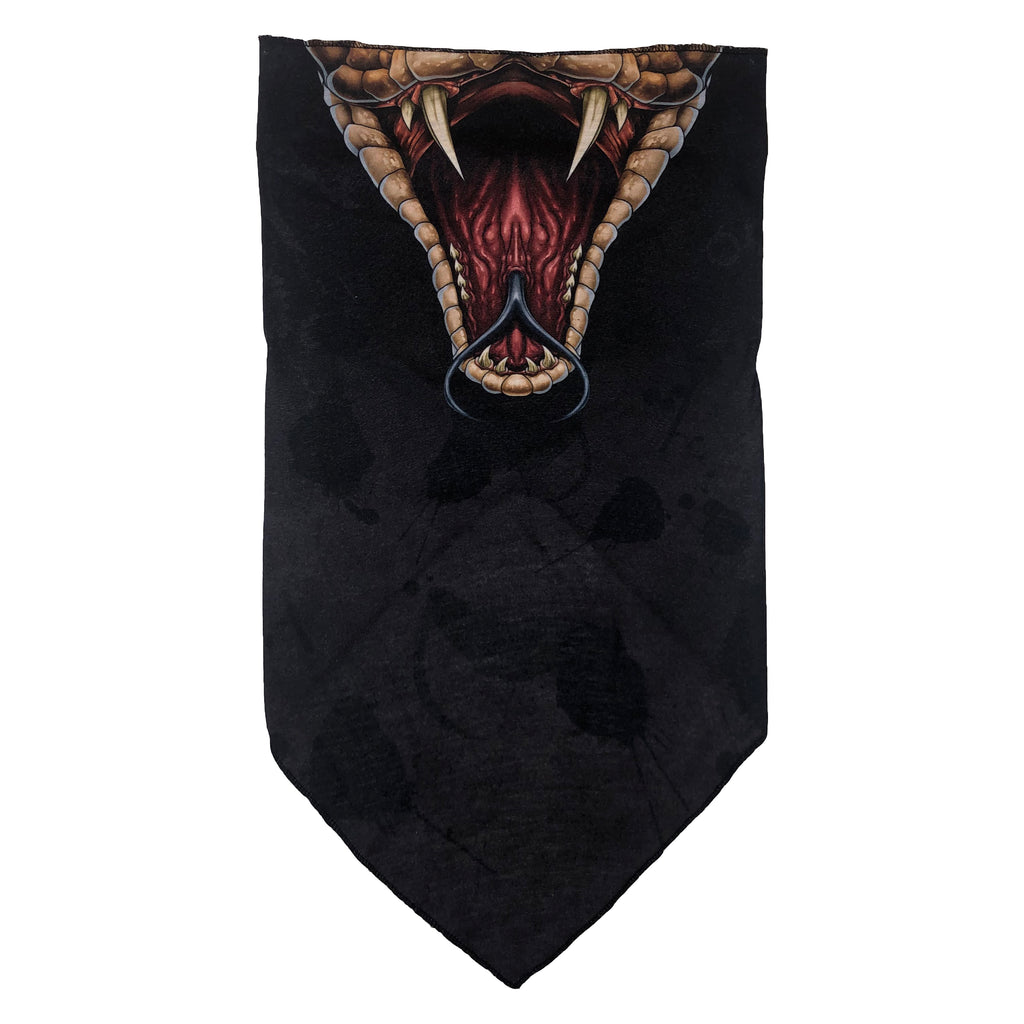 Facemask with Colorful Snake Mouth on Black Background