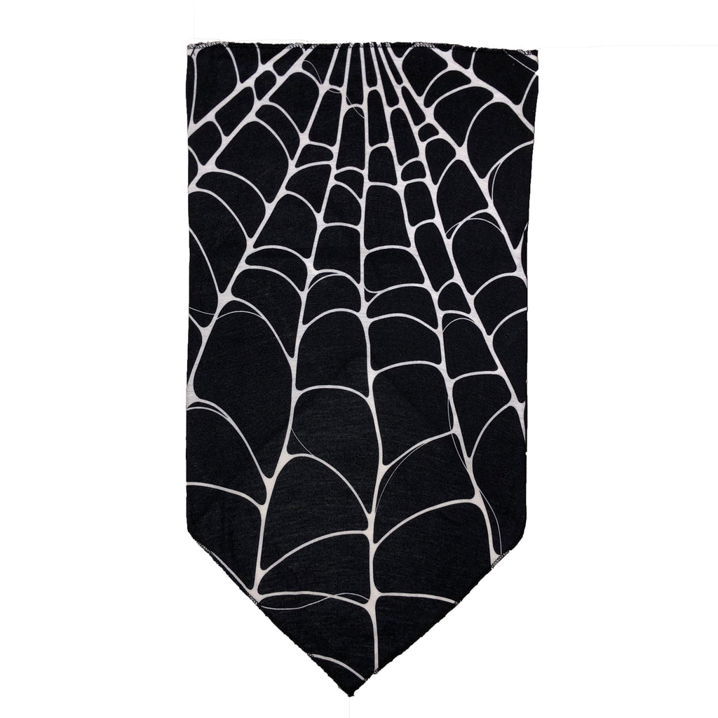 Facemask with White Spiderweb on Black Background