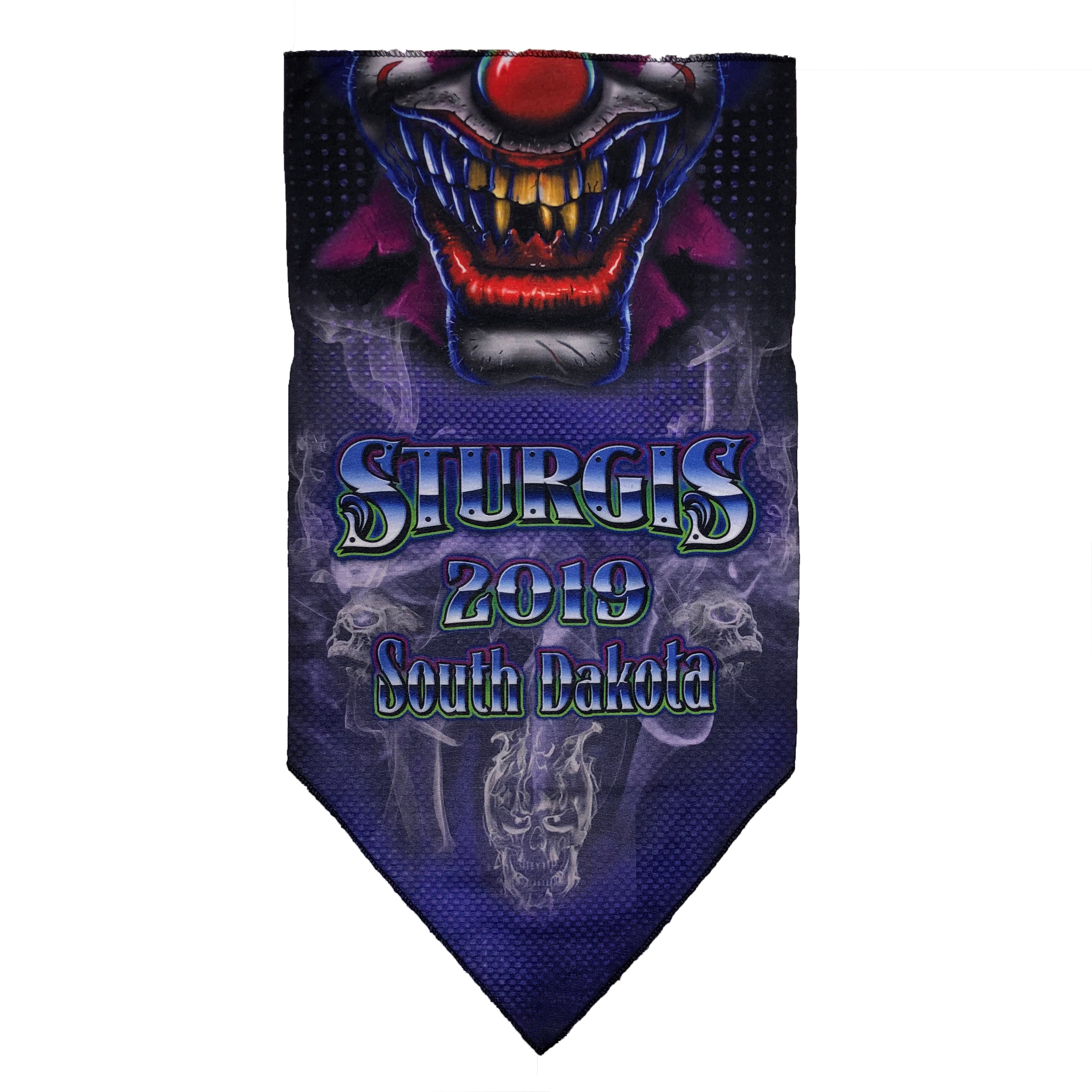 Facemask for Sturgis 2019 with Clown Smile on Blue Background