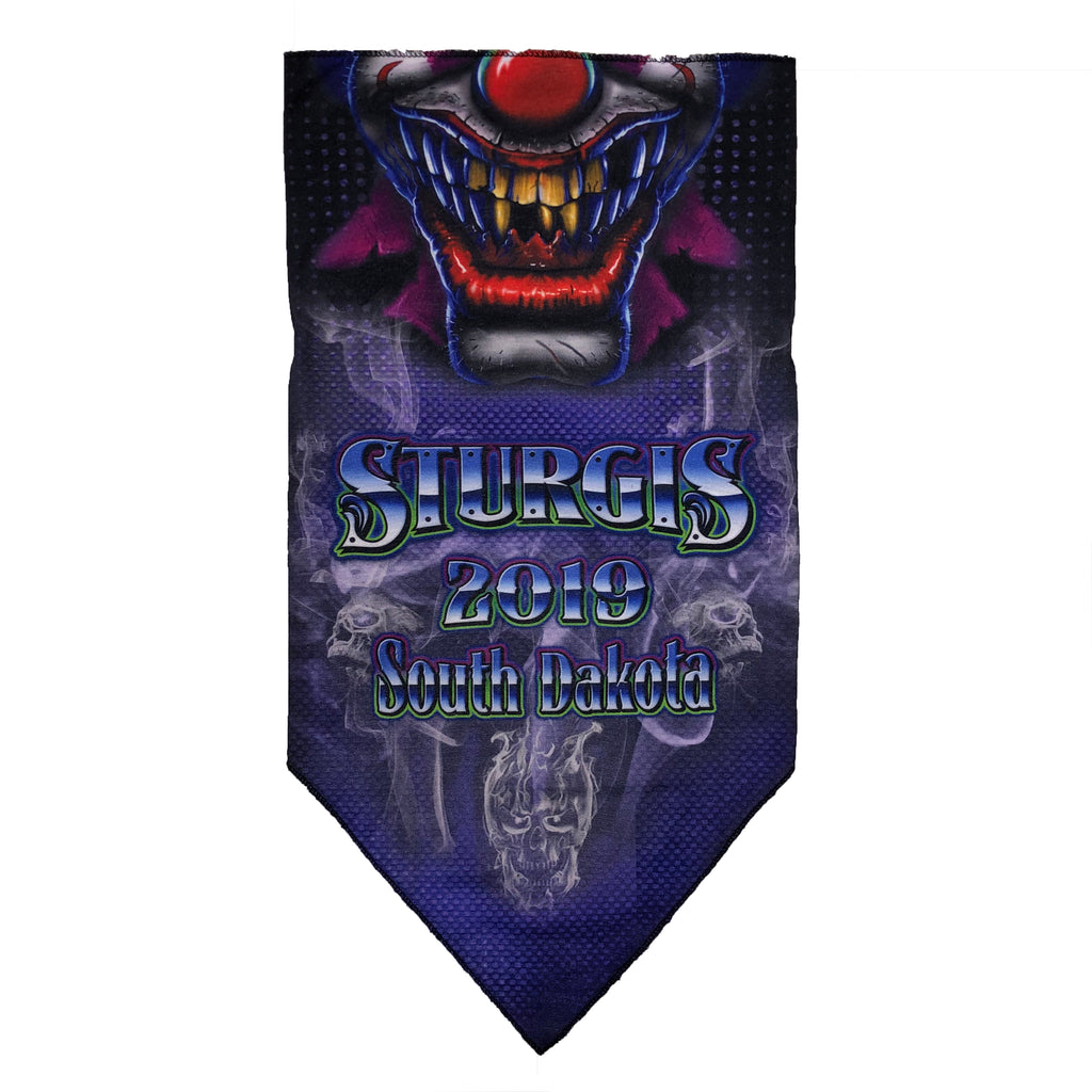 Facemask for Sturgis 2019 with Clown Smile on Blue Background