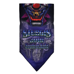 Facemask for Sturgis 2019 with Clown Smile on Blue Background