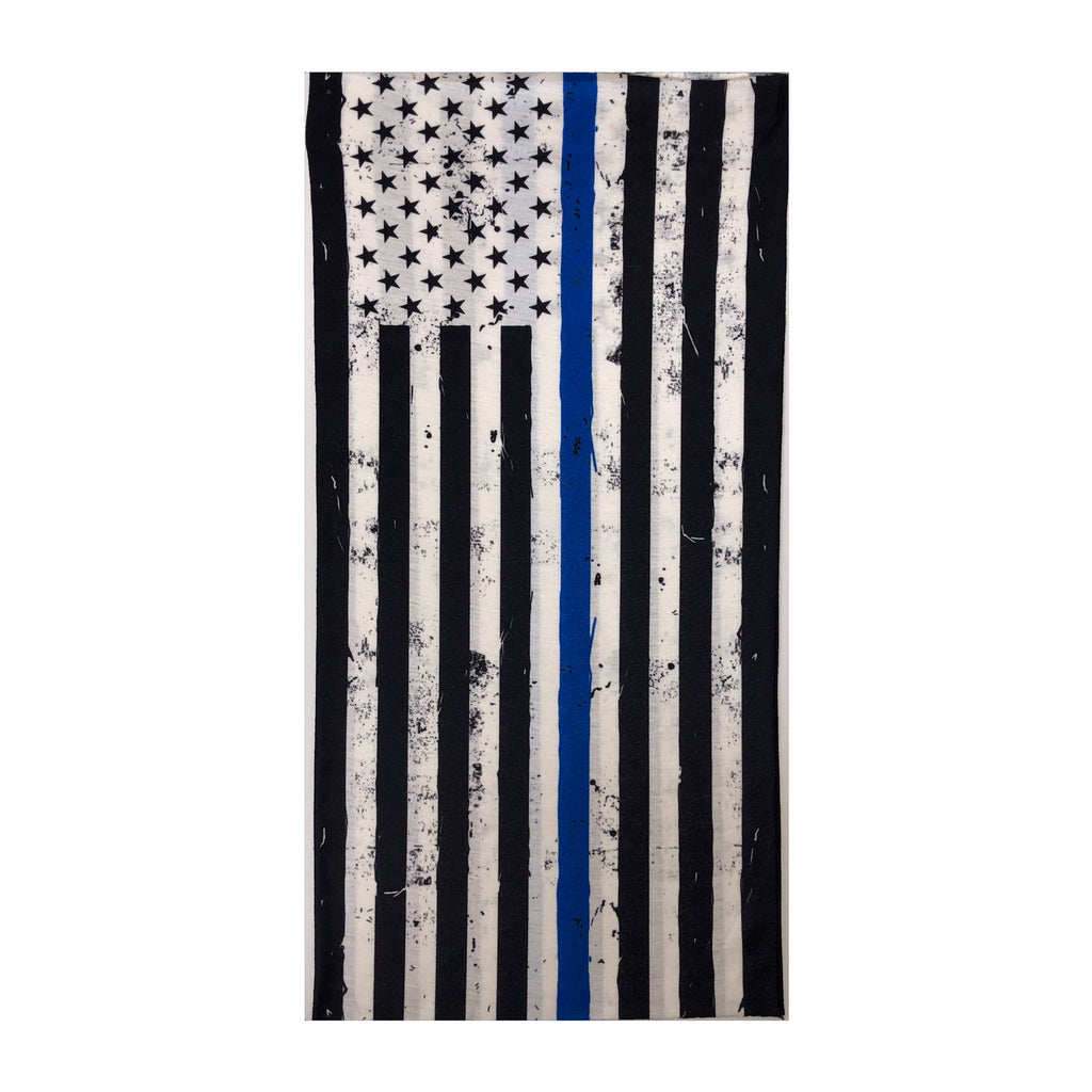 Facemask with Thin Blue Line on American Flag - Multifunctional
