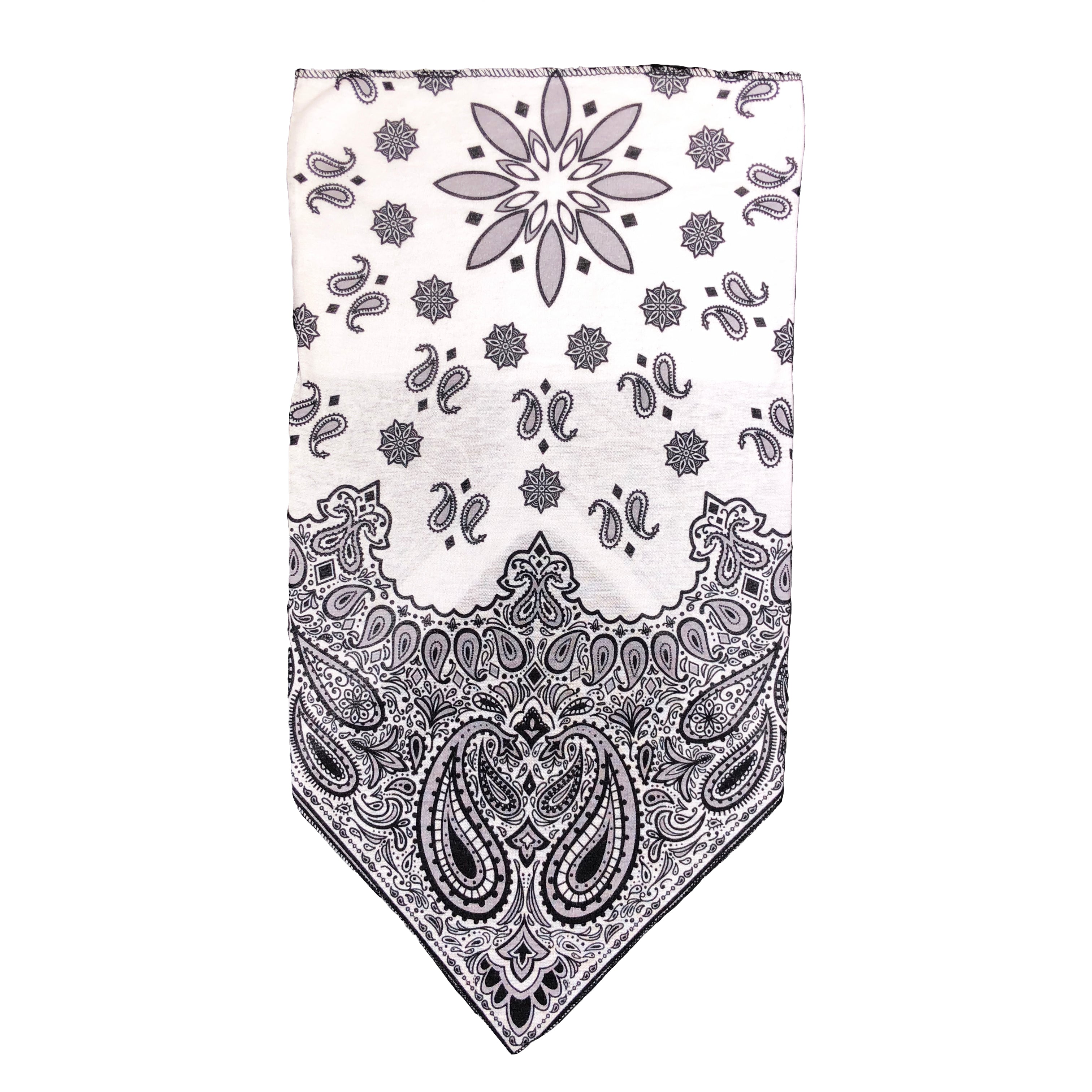Facemask with Paisley Print - White Slim