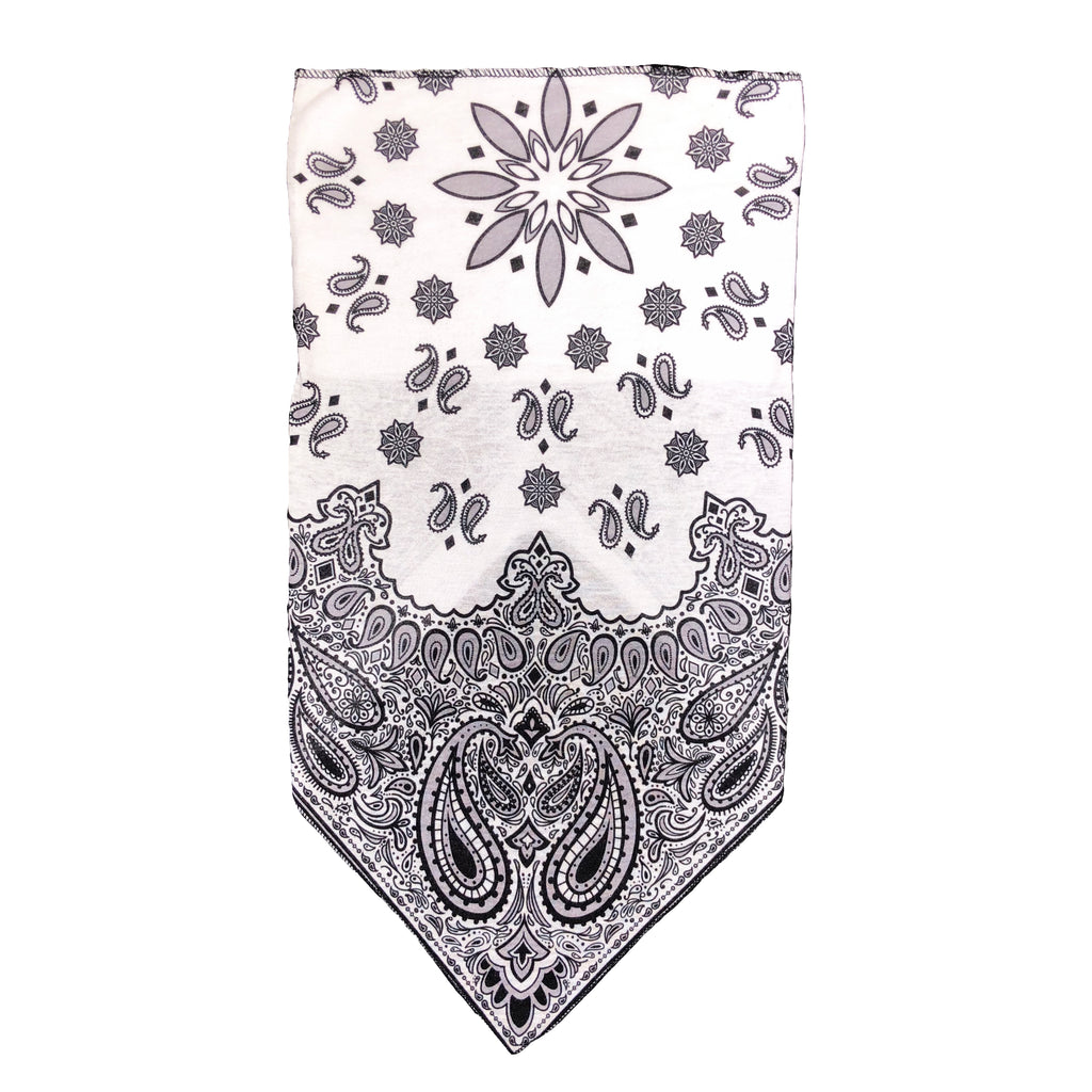 Facemask with Paisley Print - White Slim